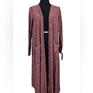 LulaRoe | XS Sarah Long Ribbed Duster Cardigan | Rosy Mauve w/ Pockets